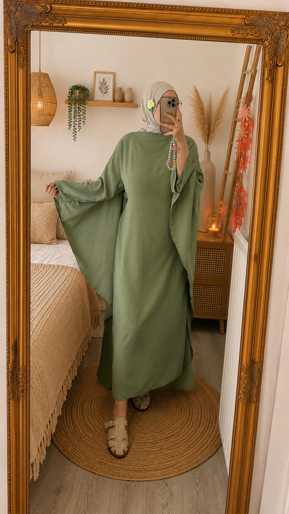 Abaya butterfly kaki